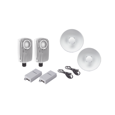 Kit de 2 radios C6X con 2 antenas de (25 dBi), rango de frecuencia extendida (5.1 a 6.4 GHz),  incluye inyector POE, cable de alimentación y 2 FLEXIMOUNT-XL para alineación, distancia de hasta 3 km
