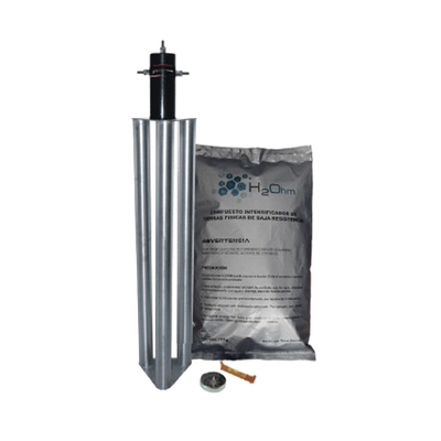 Kit Antivandalico de Puesta a Tierra de 100 Amperes con Electrodo, Filtro y Compuesto H2Ohm.