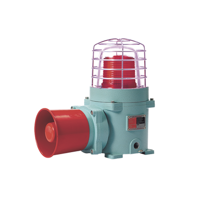 Combinación de baliza LED color Rojo con patrón fijo y flasheante con sirena electrónica, máx. 118 dB para zonas peligrosas A 24 VCD
