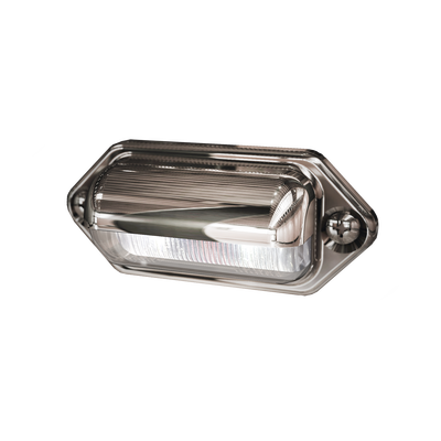 Luz blanca de cortesia para matricula vehicular con bisel cromado