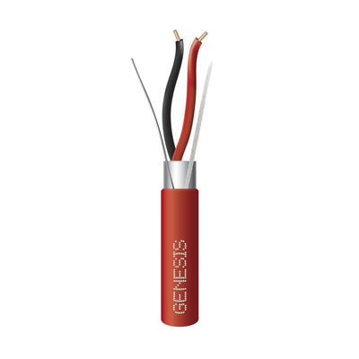 Bobina de 305 Metros de Alambre / 2 x 14 AWG / Riser / BLINDADO / Tipo FPLR / Color Rojo / Para Aplicaciones en Sistemas de Detección de Incendio y Sistemas de Evacuación