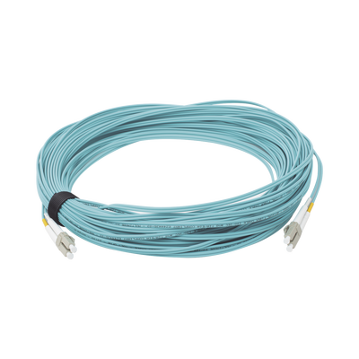Jumper de Fibra Óptica Multimodo 50/125 XGLO OM3, LC-LC Duplex, OFNR, Color Aqua, 30 Metros