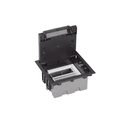 Caja Para Instalación en Piso Falso para Voz, Datos o Contactos Eléctricos / Capacidad para 2 Módulos / Espacio Embellecedor en la Tapa / Profundidad Ajustable de 90 a 120 mm / Los Módulos se Adquieren Aparte / (SF210/14CY)