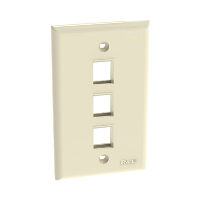Placa de Pared Vertical, Salida Para 3 Puertos Keystone, Color Marfil