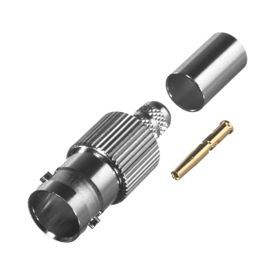 Conector BNC Hembra de Anillo Plegable para Cable COMMSCOPE 735 Grupo K, Níquel/ Oro/ Teflón.