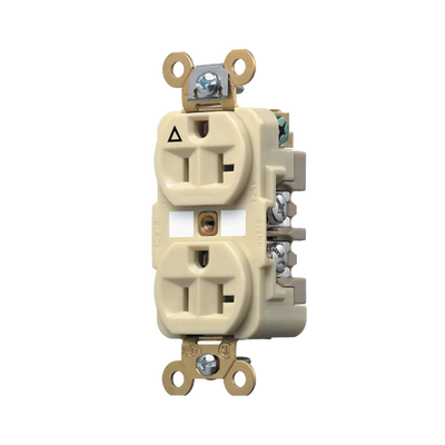 Contacto Dúplex Conexión a Tierra Aislada/ 20 A 125 V/ 2 polos 3 Hilos/ Color Marfil/ Nema 5- 20R/ Grado Industrial.