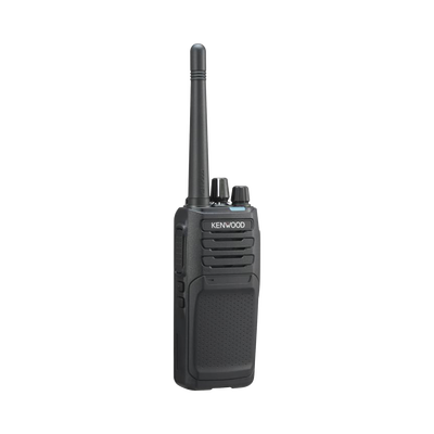 Radio portátil UHF 400-470 MHz, Digital NXDN-Analógico, 5 Watts, 64 Canales, Roaming, Encriptación, GPS*, Inc. antena, batería, cargador y clip