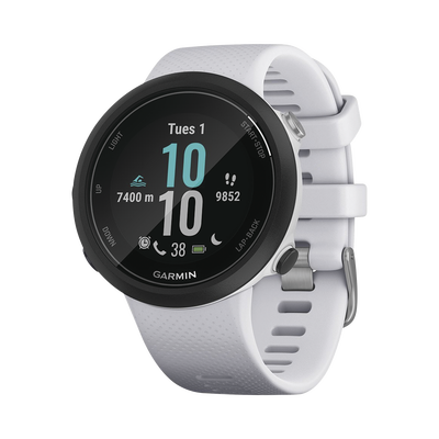 Reloj Garmin Swim 2 color blanco, ideal para uso en deportes o actividades de natación.