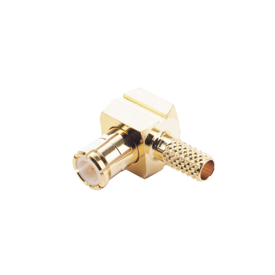 Conector MCX Macho en Ángulo Recto de Anillo Plegable para Cable RG-174/U, 8216, Oro/ Oro/ Teflón.