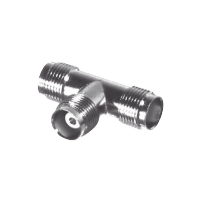 Adaptador en T, de Conector TNC Hembra a Doble TNC Hembra, Níquel/ Oro/ Teflón.