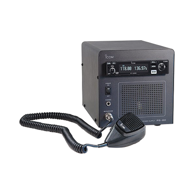 Radio móvil aéreo base IC-A220 con fuente de poder PS-80 incluida.