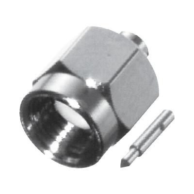 Conector SMA Macho de Pared Gruesa para Cable Semi-Rigido de 0.085" de Díametro, SR1, Inox.-Oro/ Oro/ Teflón.