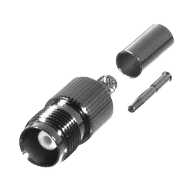 Conector TNC Hembra de Anillo Plegable para Cables PROFLEX, Grupo P, Níquel/ Oro/ Delrin.