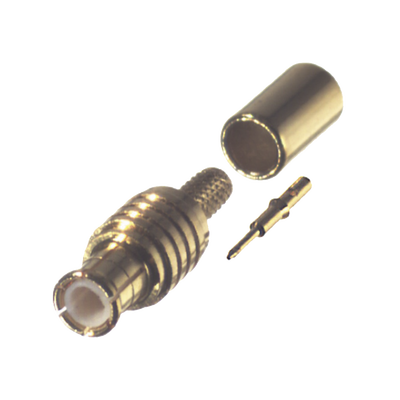 Conector MCX Macho en Línea, de Anillo Plegable en Cable RG-174/U, Oro/ Oro/ Teflón.