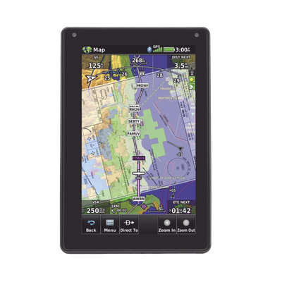 Navegador portátil aera 760, muestra información de trafico aéreo y una excelente visualización por medio de su  pantalla con visión 3D  touch screen.