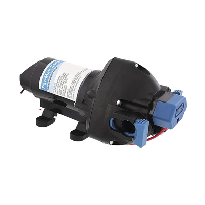 Bomba controlada por presión Par Max 2 a 24 Vcd, caudal de 2 GPM, presión máxima 35 psi, para manguera de entrada con orificio de 13 mm (½”)