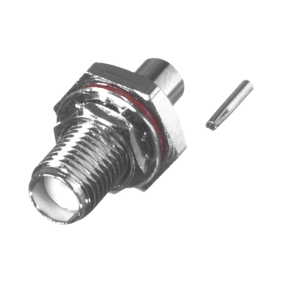 Conector SMA Hembra, Hermético, para Montaje de Panel Trasero, en Cable Semi-Rígido de 0.047" de Diámetro, Grupo SR0, Oro/ Oro/ Teflón.