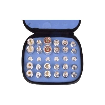 Kit Universal de Adaptadores UNIDAPT de 30 piezas en Bronze Blanco con estuche, esponja y ziper.