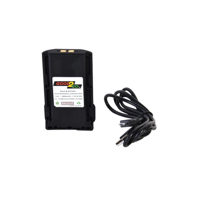 Batería GOOD 2 GO de 2600 mAh de LI-ION para radios ICOM: ICF14/3021/4161/ICF43TR/ICF3013/4013/ICF3021S7 3021T/ICF4021S/4021T con adaptador de pared USB , adaptador USB vehicular y cable mini USB