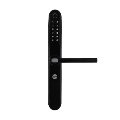 Cerradura Eléctrica Digital Yale YSD100 / Mecanismo 2885 Negro / HUB Yale Connect / 100 Códigos y Huellas / 3 Tarjetas Proximidad / Compatible Alexa y Google / Para Perfiles Aluminio 1"