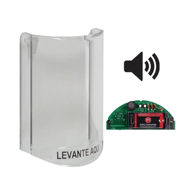 Cubierta Protectora De Policarbonato, Súper Resistente, Con Sonido, Texto En Español, Para Botones Multiusos Serie Stopper® Station De STI