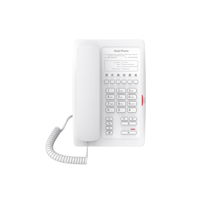 Teléfono IP para Hotelería, profesional con 6 teclas programables para servicio rápido (Hotline), plantilla personalizable con PoE