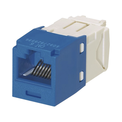 [CJ688TGBU] Conector Jack RJ45 Estilo TG, Mini-Com, Categoría 6, de 8 posiciones y 8 cables, Color Azul