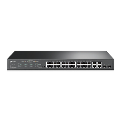 [TL-SL2428P] Switch PoE+ JetStream SDN Administrable 24 puertos 10/100 Mbps + 2 puertos 10/100/1000 Mbps (Uplink) + 2 puertos SFP (combo 2 RJ45 10/100/1000 Mbps), 250W, administración centralizada OMADA SDN