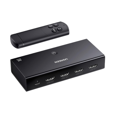 [15376] Conmutador HDMI Switch 4@60Hz | 3 Entradas a 1 Salida | 3D | HDR | Dolby Atmos | DTS5.1/7.1 | HDCP2.2 | PCM2.0 | HDMI2.0 | Reduce el Retraso y la perdida de fotogramas | Incluye Control Remoto.