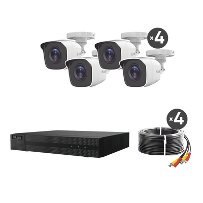 [N4-HL28LQKITS-M(B)-208340] KIT TurboHD 1080p / DVR 8 canales con H.265+ / 4 Cámaras Bala Metálicas / Fuente de Poder / Accesorios de Instalación