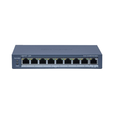 [N4-DS-3E1309P-EI/M-220842] Switch PoE+ / Monitoreable / 8 Puertos 10/100 Mbps PoE+ / 1 Puerto 1000 Mbps Uplink /  Configuración Nube Hik-Partner Pro / Modo Extendido hasta 300 metros / 60 W