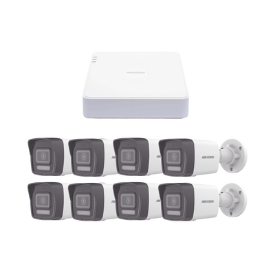 [N4-KIPCV2M/8B-206967] Kit IP 1080p (2 Megapixel) / NVR de 8 Canales con 8 Puertos PoE / 8 Cámaras IP Bala ColorVu Lite y ACUSENSE Lite / Micrófono Integrado