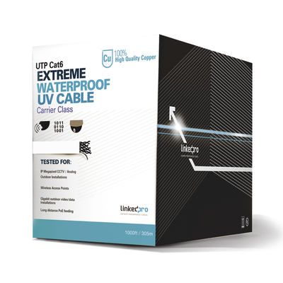 [N4-PRO-CAT-6-EXT-LITEW-166499] Bobina de cable UTP 305 Metros Cat6, Calibre 23, CLIMAS EXTREMOS, Color blanco, sin blindar, para intemperie