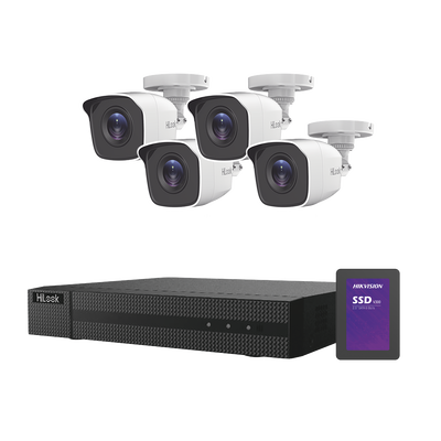 [N4-HL24LQKITS-M(B)/1TB-219760] KIT TurboHD 1080p + SSD de 1 TB (1024 GB) / DVR 4 canales / 4 Cámaras Bala de Metal / Fuente de Poder / Accesorios de Instalación