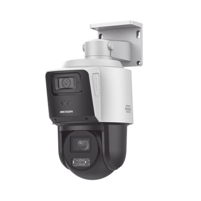 [N4-DS-2SE3C404MWG-E/14-229343] [TandemVu] PTZ IP 4 Megapixel con Cámara Panoramica 4 Megapixel / 4X Zoom / Dual Light (40 mts IR + 30 mts Luz Blanca) / ACUSENSE / IP66  / PoE+ / DARKFIGHTER / Micro SD / Incluye Base para Techo o Pared