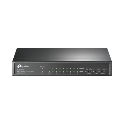 [N4-TLSF1009P-192857] Switch PoE+ No Administrable / De Escritorio 9 puertos 10/100 Mbps / 8 puertos PoE af/at Inteligente / Presupuesto 65 W / Hasta 250 metros