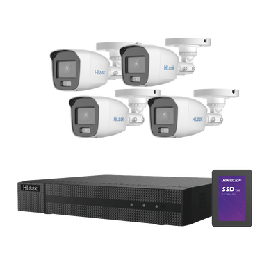 [N4-HL-1080-CV/A/512GB-220056] Kit TurboHD 1080p + SSD 500 GB / DVR 4 Canales / 4 Cámaras Bala ColorVu con Micrófono Integrado / Fuente de Poder / Accesorios de Instalación