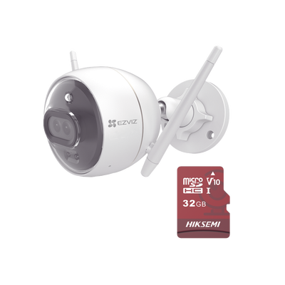 [N4-C3X/KM-207907] Kit de Camara WiFi y Memoria Micro SD / Incluye 1 Pieza C3X y 1 Memoria MicroSD 32GB / Audio de Dos Vías / Colores en Oscuridad / Detección Humana y de Vehículo