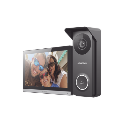 [N4-DS-KIS313-P-231842] Kit de Videoportero Hibrido TurboHD con Pantalla LCD touch de 7" Wi-Fi / Frente de Calle para Exterior Metalico / 720p (1 Megapíxel )117° de Visión (Gran Angular) / Llamada a App Hik-Connect