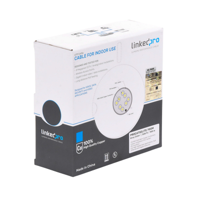 [N4-PRO-CAT-5E-LITE/100M-217673] Bobina de cable de 100m, Cat5e, 24 AWG, color Gris, UL, para aplicaciones en videovigilancia, redes de datos. Uso Interior