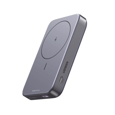 [N4-PB206-224381] Power Bank MagSafe de 10000mAh NEXODE | 20W | 1 USB-C | 1 USB-A | Carga Rápida bidireccional | Soporta modo Standby | Soporte Plegable |  Ultra Delgado | Ultra ligero | Compatible con iPhone 15/14/13/12 | Color Gris.