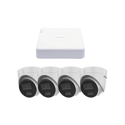 [N4-KIPCV2M/4T-209195] Kit IP 1080p (2 Megapixel) / NVR de 4 Canales con 4 Puertos PoE / 4 Cámaras IP Turret con Micrófono Integrado / ColorVu y ACUSENSE Lite