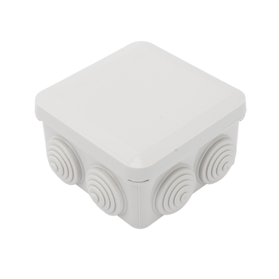 [N4-PST-0808-ER-220192] Caja Derivación-Conexión de Plástico (89 X 89 X 50 mm) con 7 Glándulas de Goma. Para Instalaciones Comerciales,  Residenciales e Industriales. Cerrado a Presión.