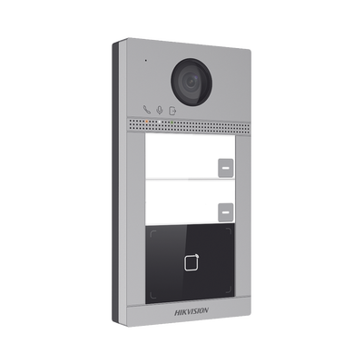 [N4-DS-KV8213-WME1(C)-210630] Videoportero IP 2 Megapixel / Llamada y Apertura Remota desde App Hik-Connect (requiere monitor) / PoE / Exterior IP65 + Antivandalico IK08 / 2 Departamentos / Apertura con Tarjeta / Soporta 2 Puertas y hasta 6 Monitores