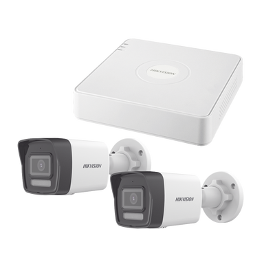 [N4-KIPCSTART-212904] Kit IP 1080p (2 Megapixel) / NVR de 4 Canales con 4 Puertos PoE / 2 Cámaras Bala IP con Microfono Integrado / ColorVu Lite y ACUSENSE Lite