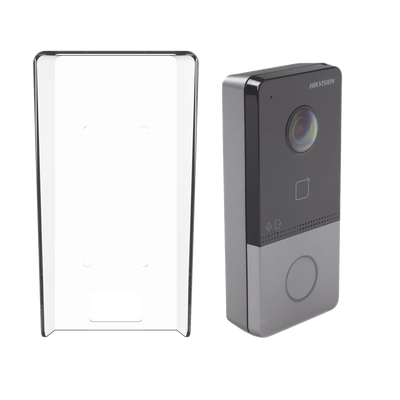 [N4-DS-KV6113-PE1(C)/K-222908] Kit Videoportero IP + Carcasa protectora 2 Megapixel  / PoE Estandar / IP65  / Apertura desde Hik-connect / Soporta 1 Departamento y Hasta 6 Monitores / Soporta Tarjetas Mifare / 1 Salida Relay