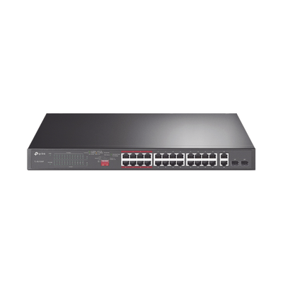 [N4-TL-SL1226P-193862] Switch No Administrable 24 Puertos PoE+ 10/100 Mbps / 2 Puertos 10/100/1000 Mbps + 2 Puertos SFP (combo) / Modo Prioridad de Tráfico / Modo Aislamiento de Red / Presupuesto PoE de 250 W / Diseño para Ideal para Vigilancia IP