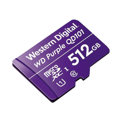[N4-WD512MSD-193249] Memoria microSD de 512 GB PURPLE, Especializada Para Videovigilancia, 10 VECES MAYOR DURACIÓN, 3 AÑOS DE GARANTIA