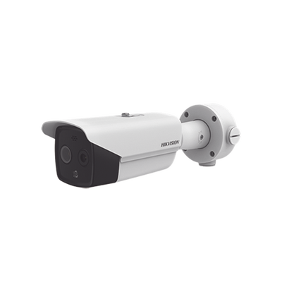 [N4-DS-2TD2617-6/QA-204536] Bala IP Dual / Térmica 6.2 mm (160 x 120) / Óptico 8 mm (4 Megapixel) / DETECCIÓN DE PERSONAS 182 m /40 mts IR / Exterior IP67 / PoE / Termométrica / Detección de Temperatura / Sirena y Luz Inte / Micro SD 32 GB Incluida