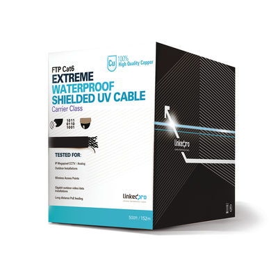 [N4-PRO-CAT-6-EXT/500-88890] Bobina de 152.5 metros Cat6+ CALIBRE 23 Exterior Blindado tipo FTP Para Climas Extremos, UL para aplicaciones de video vigilancia y redes de datos. Para uso en Intemperie.